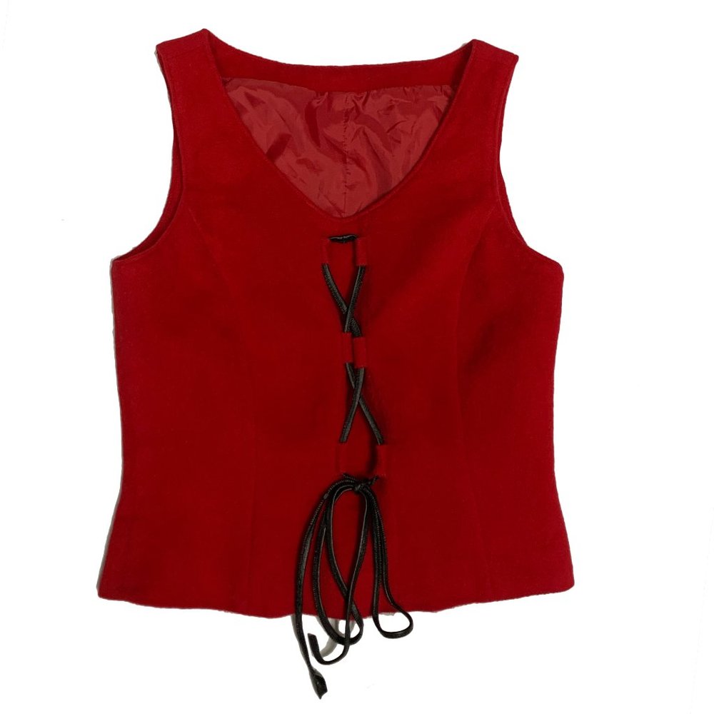 Red Lace-Up Sleeveless Top - Red
